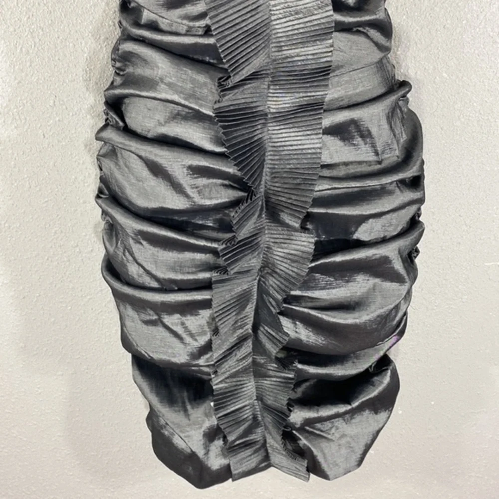 NWT Calvin Klein gunmetal silver gray ruching bodycon dress 4 N21 - Picture 3 of 11